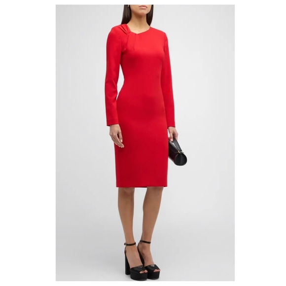 Badgley Mischka Twist-Front Long-Sleeve Dress - Picture 3 of 16
